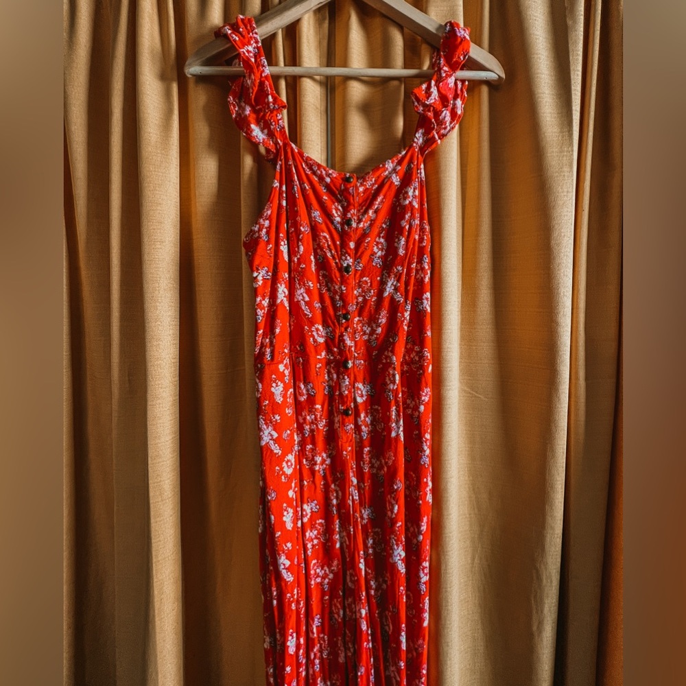 Floral Jumpsuit with Button-up Front